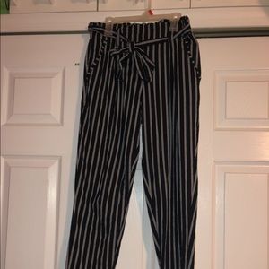 Blue and White Striped Linen Pants
